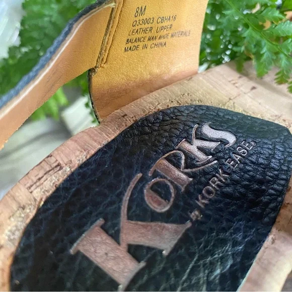 Kork-Ease Korks Laurelin Black Pebbled Leather Cork Block Heel Sandals Women 8 M - Picture 11 of 11